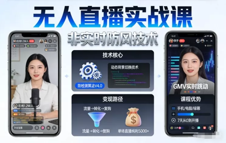 宝子哥无人直播实战课,非实时防风技术,聚焦抖音快手等平台直播带货,轻松开启直播变现之路(更新2026) 宝子哥无人直播实战课,非实时防风技术,聚焦抖音快手等平台直播带货,轻松开启直播变现之路(更新2026)