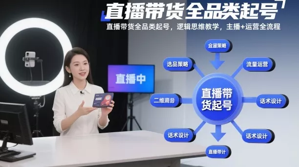 直播带货全品类起号，逻辑思维教学，主播+运营全流程 - 轻创社