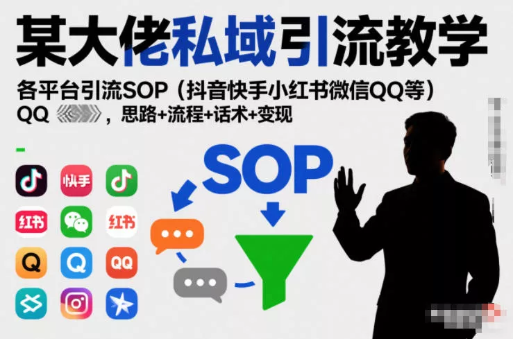 某大佬私域引流教学，各平台引流SOP(抖音快手小红书微信QQ等)，思路+流程+话术+变现 - 轻创社