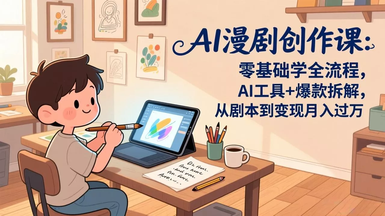 AI漫剧创作课：零基础学全流程，AI工具+爆款拆解，从剧本到变现月入过万 - 轻创社