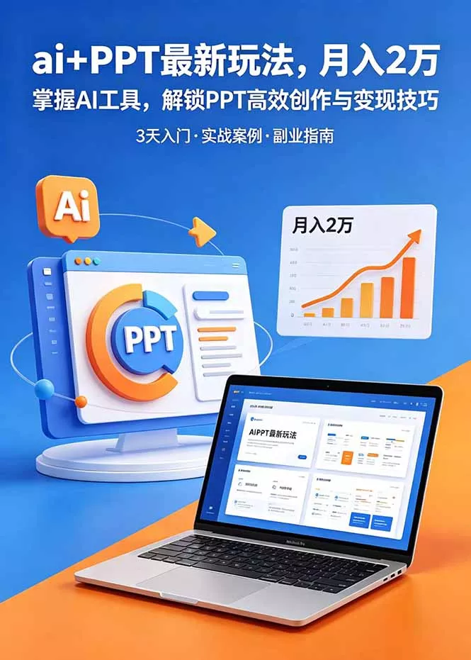 ai+PPT最新玩法，月入2万掌握AI工具，解锁PPT高效创作与变现技巧3天入门，实战案例·副业指南 - 轻创社