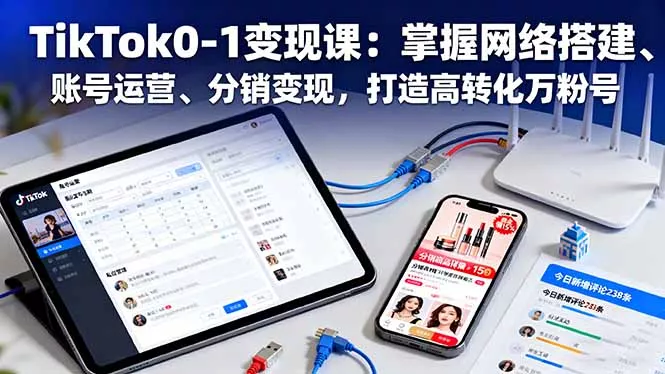 TikTok0-1变现课：掌握网络搭建、账号运营、分销变现，打造高转化万粉号 - 轻创社