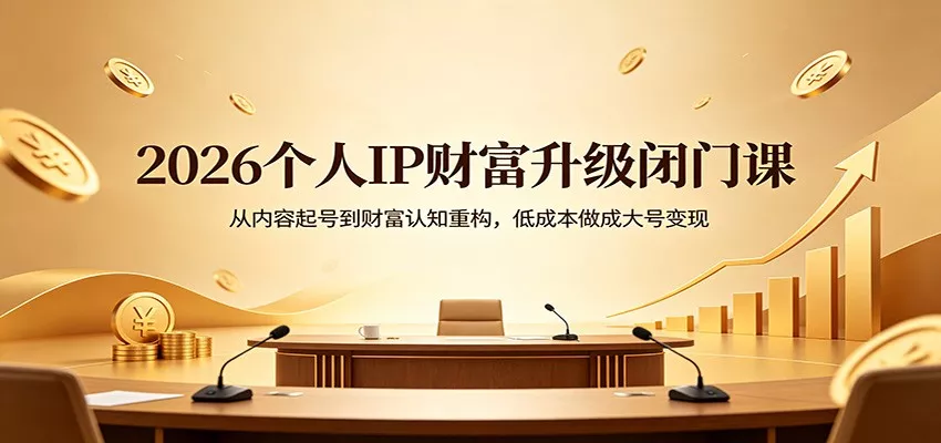 2026个人IP财富升级闭门课：从内容起号到财富认知重构，低成本做成大号变现 - 轻创社