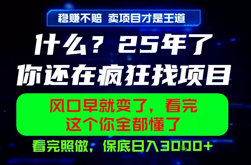 26年,请不要疯狂的找项目做了!卖项目才是真的稳賺不赔,看完照做,保底日入1k+【揭秘】 26年,请不要疯狂的找项目做了!卖项目才是真的稳賺不赔,看完照做,保底日入1k+【揭秘】
