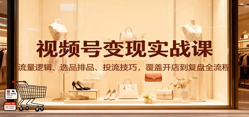 视频号变现实战课：流量逻辑、选品排品、投流技巧，覆盖开店到复盘全流程 - 轻创社