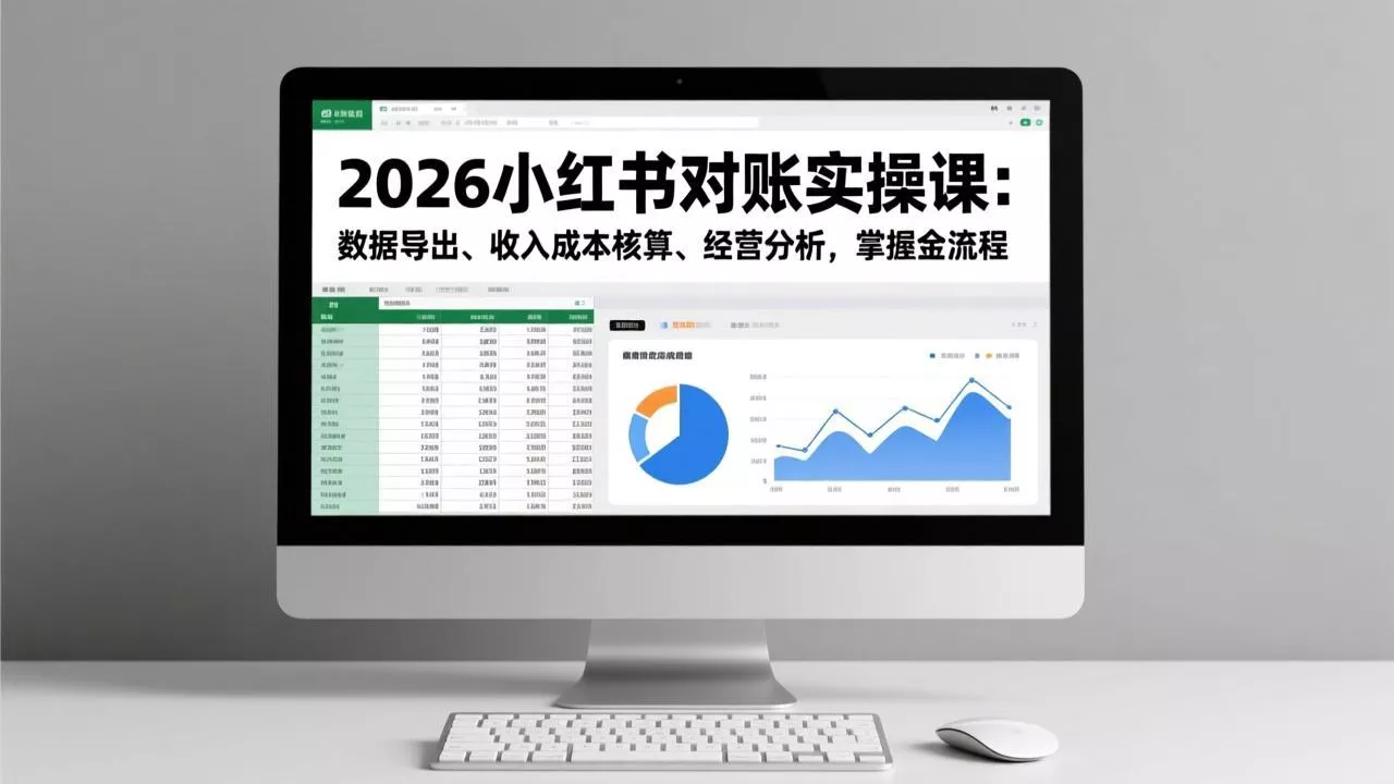 2026小红书对账实操课：数据导出、收入成本核算、经营分析，掌握全流程 - 轻创社