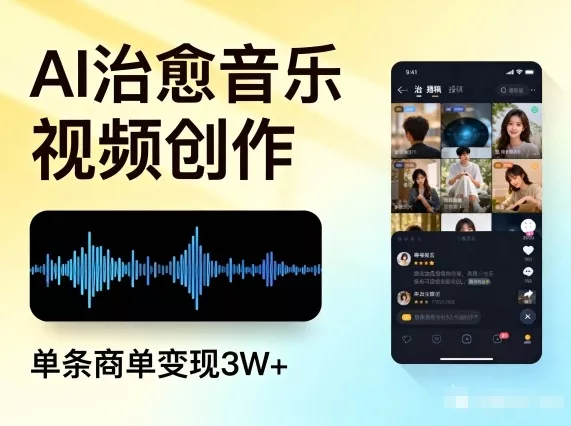 AI做治愈音乐视频，多平台投稿，单条商单变现3W+ - 轻创社