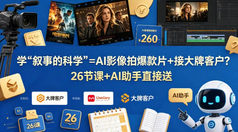 学《叙事的科学》=AI影像拍爆款片+接大牌客户？26节课+AI助手直接送【原创双语字幕】 - 轻创社