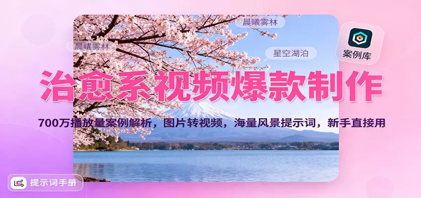 治愈系视频爆款制作，700万播放量案例解析，图片转视频，海量风景提示词，新手直接用 - 轻创社