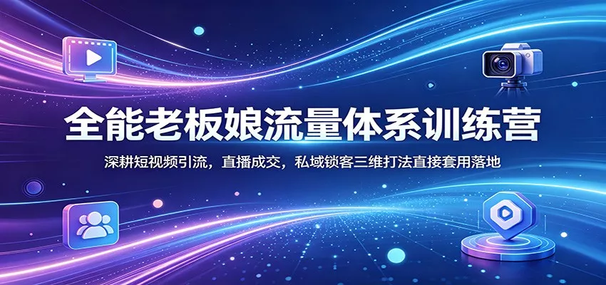 全能老板娘流量体系训练营：深耕短视频引流，直播成交，私域锁客三维打法直接套用落地 - 轻创社