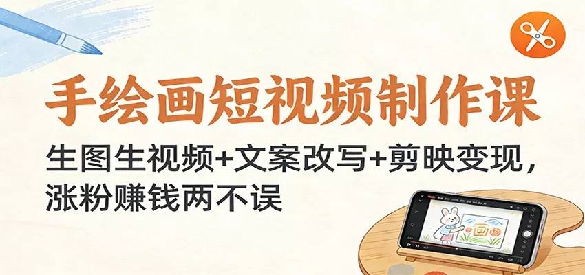 手绘画短视频制作课：生图生视频+文案改写+剪映变现，涨粉赚钱两不误 - 轻创社