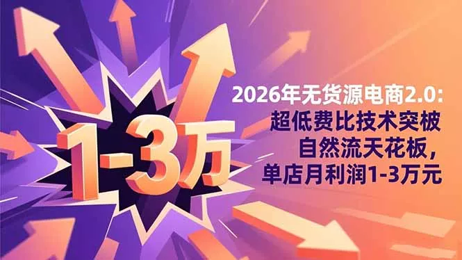 2026年无货源电商2.0：超低费比技术突破自然流天花板，单店月利润1-3万元 - 轻创社