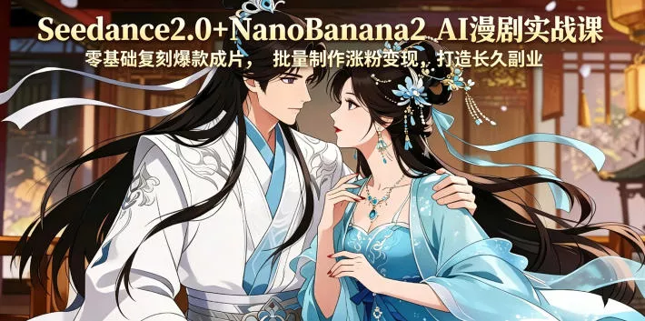 Seedance2.0+NanoBanana2 AI漫剧实战课，零基础复刻爆款成片涨粉变现，打造长久副业收益 - 轻创社