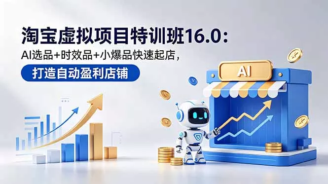 淘宝虚拟项目特训班16.0：AI选品+时效品+小爆品快速起店，打造自动盈利店铺 - 轻创社