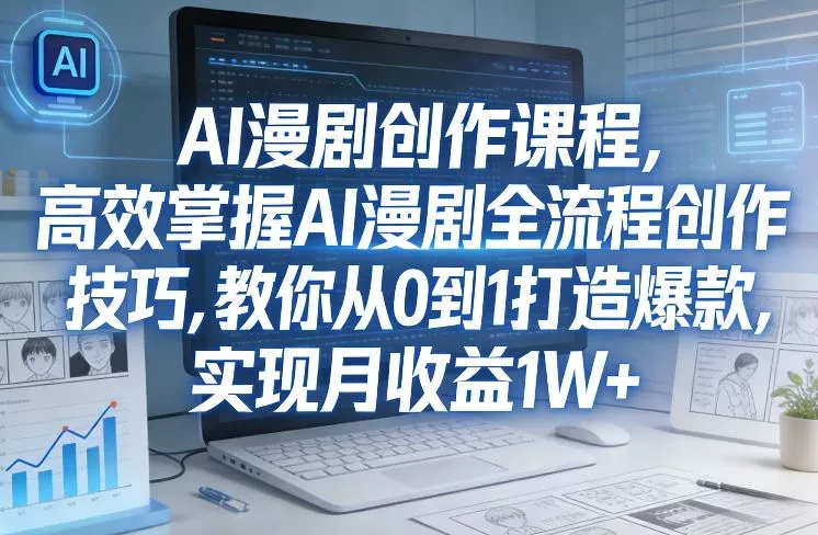 某社群AI漫剧创作课程，高效掌握AI漫剧全流程创作技巧，教你从0到1打造爆款，实现月收益1W+ - 轻创社
