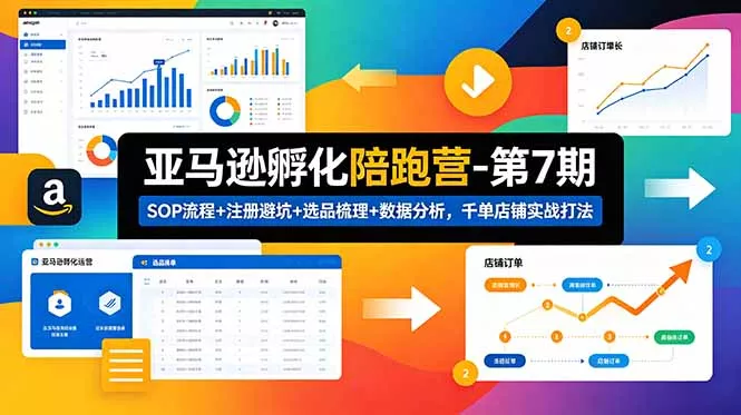 亚马逊孵化陪跑营-第7期：SOP流程+注册避坑+选品梳理+数据分析，千单店铺实战打法 - 轻创社