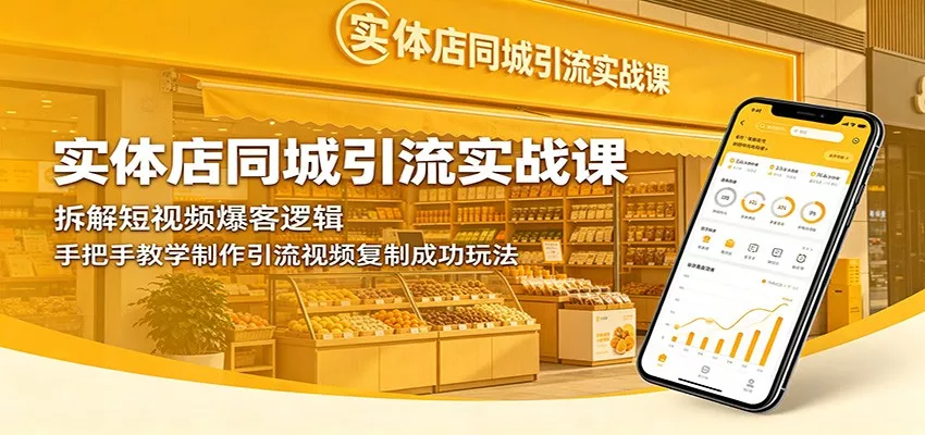 实体店同城引流实战课：拆解短视频爆客逻辑，手把手教学制作引流视频复制成功玩法 - 轻创社