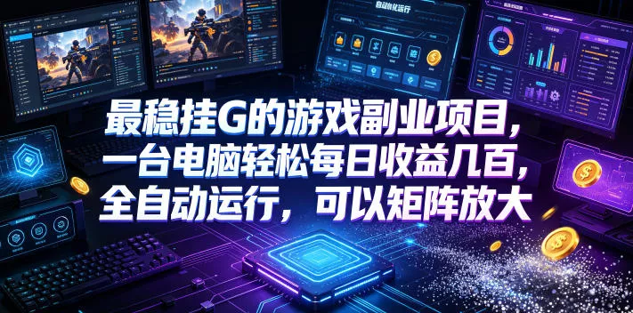 最稳挂G的游戏副业项目，一台电脑轻松每日收益几百，全自动运行，可以矩阵放大【揭秘】 - 轻创社