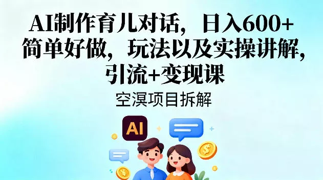 AI制作育儿对话，日入6张+，简单好做，玩法以及实操讲解，引流+变现课 - 轻创社