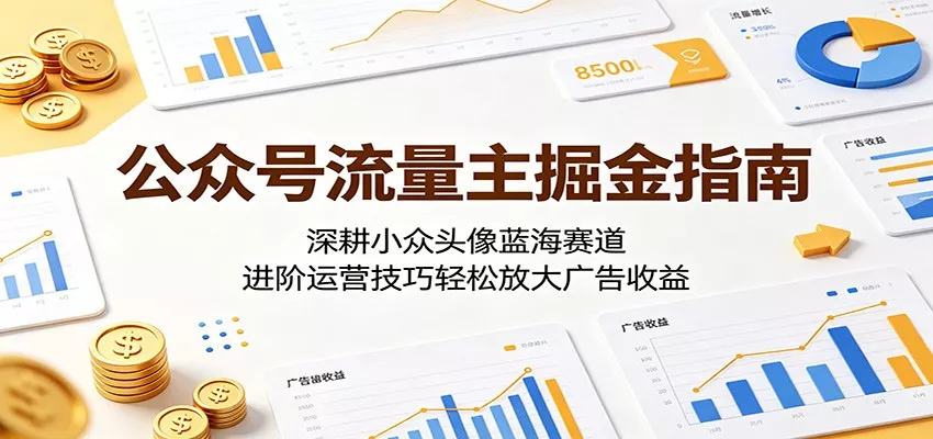 公众号流量主掘金指南：深耕小众头像蓝海赛道，进阶运营技巧轻松放大广告收益 - 轻创社