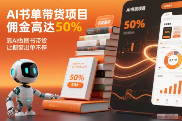AI书单带货项目，佣金高达50%，靠AI做图书带货，让橱窗出单不停，轻松月入1W - 轻创社