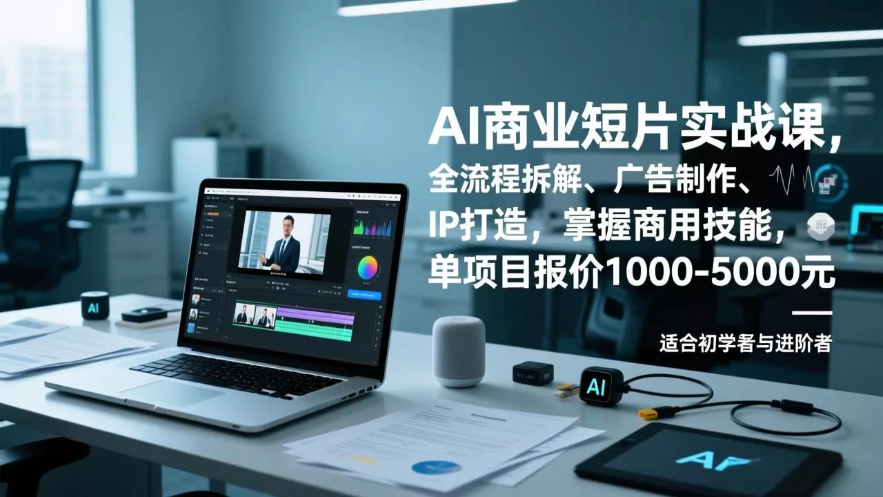 AI商业短片实战课，全流程拆解、广告制作、IP打造，掌握商用技能，单项目报价1000-5000元 - 轻创社