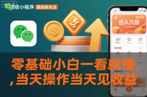 微信小程序掘金新玩法，日入几张，零基础小白一看就懂，当天操作当天见收益【揭秘】 - 轻创社