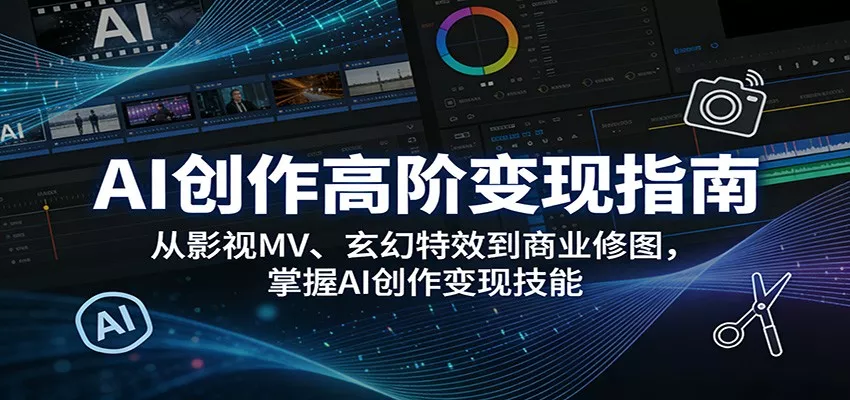 AI创作高阶变现指南：从影视MV、玄幻特效到商业修图，掌握AI创作变现技能 - 轻创社