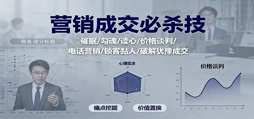 营销成交必杀技：催眠/勾魂/读心/价格谈判/电话营销/锁客黏人/破解犹豫成交 - 轻创社