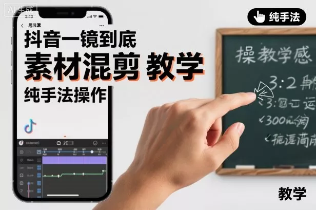 抖音一镜到底素材混剪教学，纯手法操作 - 轻创社