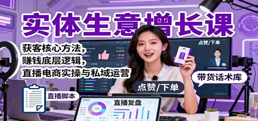 实体生意增长课：获客核心方法，赚钱底层逻辑，直播电商实操与私域运营 - 轻创社