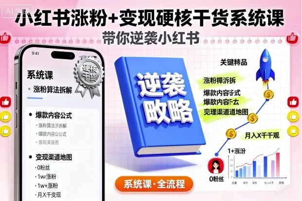 小红书涨粉+变现硬核干货系统课，带你逆袭小红书 - 轻创社