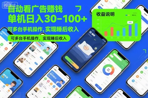 自动看广告賺钱，单机日入30-100+，可多台手机操作，实现睡后收入【揭秘】 - 轻创社