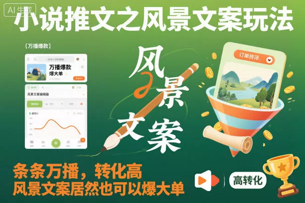 小说推文之风景文案玩法，条条万播，转化高，风景文案居然也可以爆大单！ - 轻创社