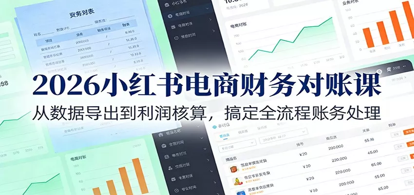 2026小红书电商财务对账课：从数据导出到利润核算，搞定全流程账务处理 - 轻创社