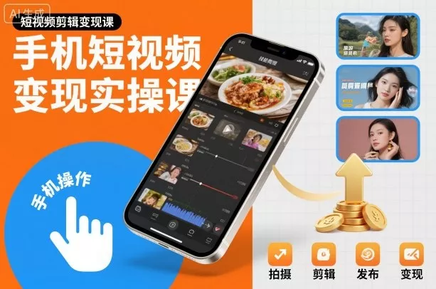 手机短视频变现实操课，短视频剪辑变现课 - 轻创社