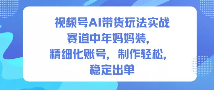 视频号AI带货玩法实战，赛道中年妈妈装，精细化账号，制作轻松，稳定出单 - 轻创社