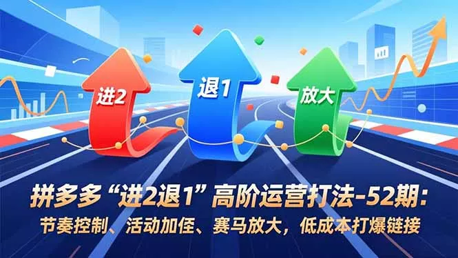 拼多多“进2退1”高阶运营打法-52期：节奏控制、活动加权、赛马放大，低成本打爆链接 - 轻创社