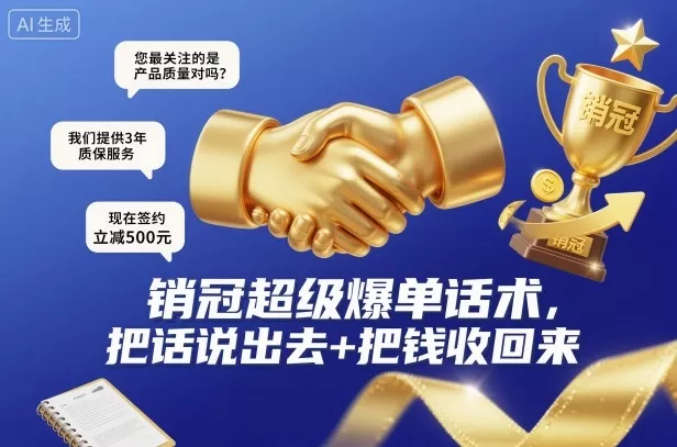 销冠超级爆单话术，把话说出去+把钱收回来 - 轻创社