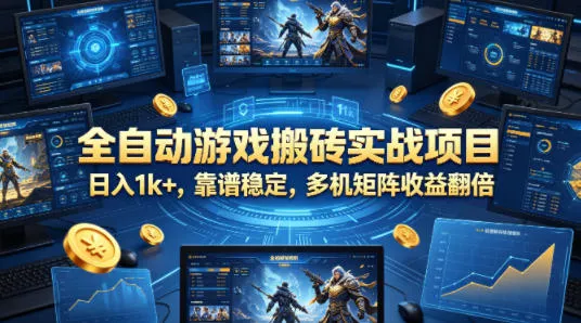 全自动游戏搬砖实战项目，日入1k+，靠谱稳定，多机矩阵收益翻倍【揭秘】 - 轻创社