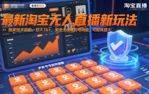 最新淘宝无人直播新玩法，独家技术护航，日入1k+，安全无违规封号风险，可矩阵放大【揭秘】 - 轻创社