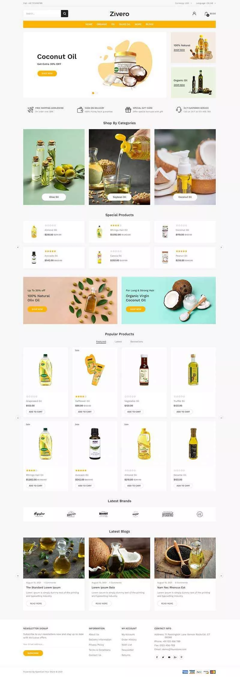 清爽风格食用油网上商城html模板 - 轻创社
