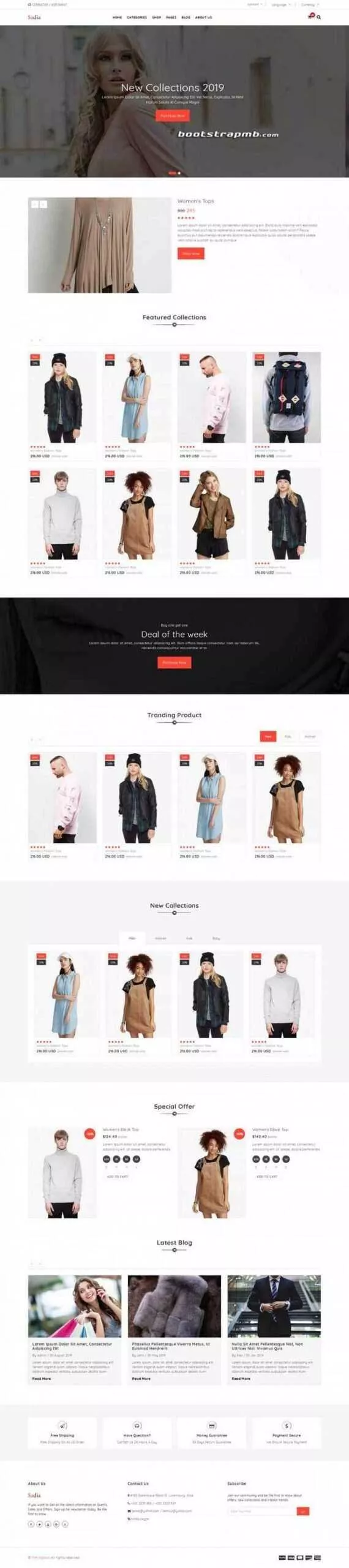 Bootstrap响应式英文服装商城 - 轻创社