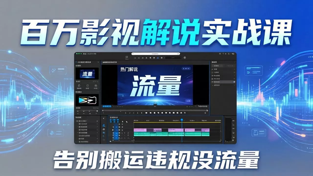 百万影视解说实战课：告别搬运违规没流量，AI文案+配音+剪映，做出能上热门的解说视频 - 轻创社