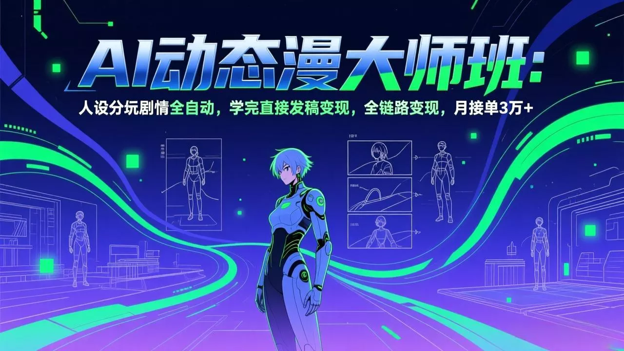 AI动态漫剧大师班：人设分镜剧情全自动，学完直接发稿变现，全链路变现，月接单3万+ - 轻创社