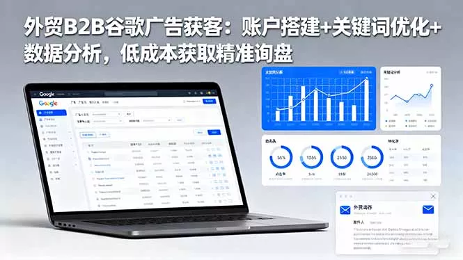 外贸B2B 谷歌广告获客：账户搭建+关键词优化+数据分析 低成本获取精准询盘 - 轻创社