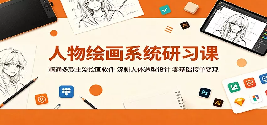 人物绘画系统研习课：精通多款主流绘画软件，深耕人体造型设计，零基础接单变现 - 轻创社