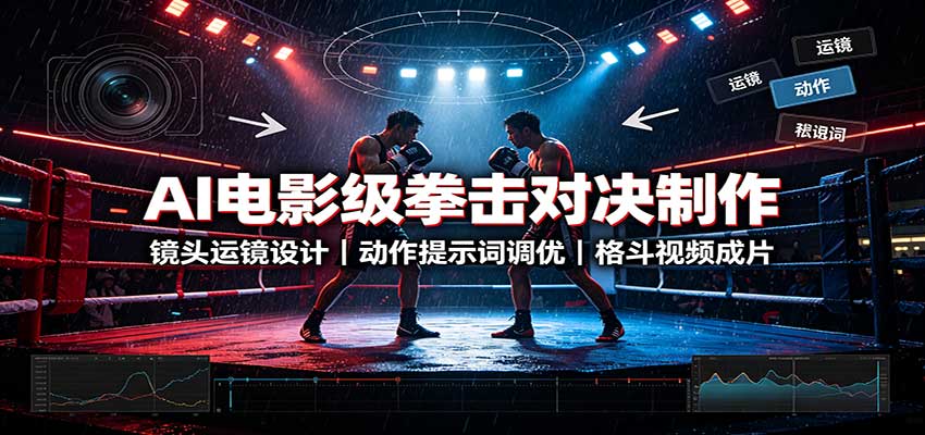AI电影级拳击对决制作：镜头运镜设计，动作提示词调优，格斗视频成片 - 轻创社