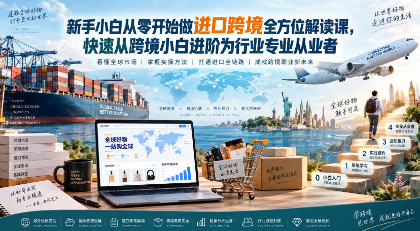 新手小白从零开始做进口跨境全方位解读课，快速从跨境小白进阶为行业专业从业者 - 轻创社