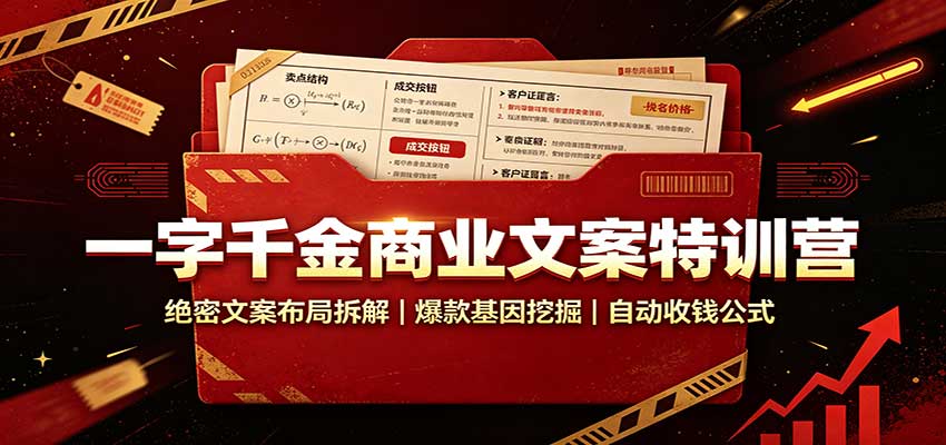 一字千金商业文案特训营：绝密文案布局拆解，爆款基因挖掘，自动收钱公式 - 轻创社